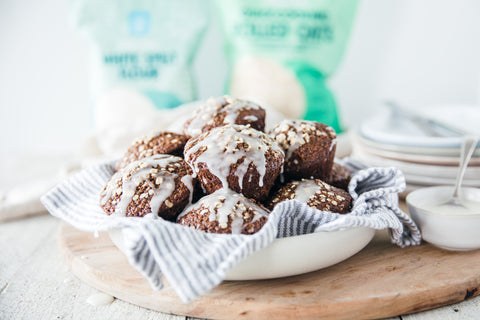 Gingerbread Oat Muffins with Lemon Drizzle