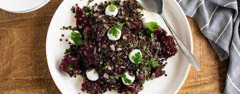 Pickled beetroot, lentil and mozarella salad