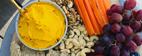 Carrot Hummus & Oat Walnut Crackers