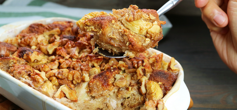 Banana-Walnut Christmas Bread Pudding