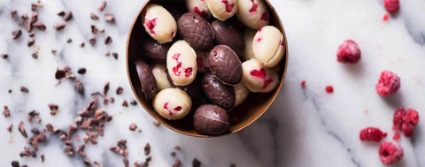 White chocolate + raspberry easter eggs